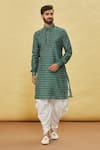 Buy_Arihant Rai Sinha_Green Silk Printed Bouquet Kurta And Dhoti Pant Set _Online_at_Aza_Fashions