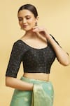 Buy_Nazaakat by Samara Singh_Black Silk Round Blouse_Online_at_Aza_Fashions
