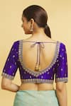 Shop_Samyukta Singhania_Purple Mulberry Silk Embroidery Floral Motif V Neck Blouse _at_Aza_Fashions