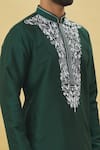 Shop_Arihant Rai Sinha_Green Silk Embroidery Thread Placket Kurta Set_Online_at_Aza_Fashions