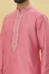 Shop_Arihant Rai Sinha_Pink Silk Plain Straight Kurta And Dhoti Pant Set _Online_at_Aza_Fashions