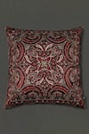 Buy_Ritu Kumar_Red Mysore Silk Embroidered Saadh Cushion With Filler _at_Aza_Fashions