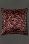 Shop_Ritu Kumar_Red Mysore Silk Embroidered Saadh Cushion With Filler _at_Aza_Fashions