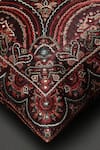 Ritu Kumar_Red Mysore Silk Embroidered Saadh Cushion With Filler _Online_at_Aza_Fashions