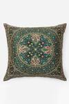 Shop_Ritu Kumar_Green Mysore Silk Embroidered Saadh Cushion With Filler _at_Aza_Fashions