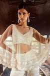 Buy_Rococo_Ivory Silk, Organza, Net Pearls, Labyrinth Embellished Cape With Sharara Set _Online_at_Aza_Fashions