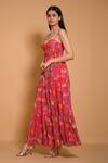 Shop_Seams Pret And Couture_Pink Chiffon Sweetheart Neck Ancy Floral Print Corset Dress _Online_at_Aza_Fashions