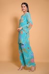 Shop_Seams Pret And Couture_Blue Georgette Printed Floral Round Nimrit Kurta And Pant Set_Online_at_Aza_Fashions