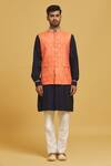 Buy_Seirra Thakur_Orange Silk Applique Embroidered Floral Motifs Nehru Jacket _Online_at_Aza_Fashions