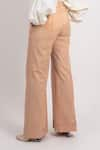 Shop_AHMEV_Beige Handloom Cotton Solid Trousers _Online_at_Aza_Fashions