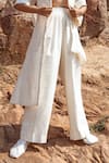 Shop_AHMEV_Ivory Handloom Cotton Textured Trousers _Online_at_Aza_Fashions