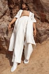 AHMEV_Ivory Handloom Cotton Textured Trousers _at_Aza_Fashions