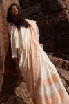 Shop_AHMEV_Ivory Handloom Cotton Stripe Pattern Saree _Online_at_Aza_Fashions