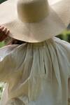 Shop_Ahmev_Ivory Cotton Round Neck Pleated Top _at_Aza_Fashions