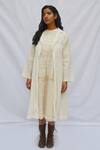 Buy_Ahmev_Ivory Kota Doria Collared Raglan Sleeves Flora Vine Print Jacket _at_Aza_Fashions