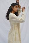 Buy_Ahmev_Ivory Cotton Collared Raglan Sleeves Checkered Flora Print Jacket _Online_at_Aza_Fashions