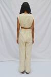 Shop_Ahmev_Ivory Cotton Overlap Pleated Pant _at_Aza_Fashions