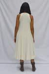 Shop_AHMEV_Ivory Kora Cotton Halter Neck Gathered Dress _at_Aza_Fashions