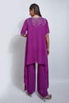 Shop_Sandhya Shah_Purple Georgette, Organza Cut Work Round Neck Yoke Embroidered Kurta Palazzo Set _at_Aza_Fashions