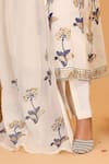 Nazar by Indu_Off White Cotton Printed Block Mandarin Collar Floral Kurta Pant Set _at_Aza_Fashions