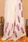 Buy_Nazar By Indu_White Cotton Embroidery Mandarin Collar Block Print Anarkali Pant Set _Online_at_Aza_Fashions