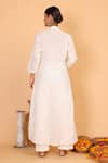 Shop_Nazar by Indu_Off White Cotton Mandarin Collar Mukaish Work Kurta And Pant Set For Women_at_Aza_Fashions