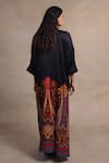 Shop_Moh India_Black Bemberg Mushroom Twill Cotton Satin Paisley Notched Mehr Kaftan _at_Aza_Fashions