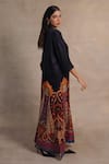Moh India_Black Bemberg Mushroom Twill Cotton Satin Paisley Notched Mehr Kaftan _Online_at_Aza_Fashions