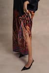Shop_Moh India_Black Bemberg Mushroom Twill Cotton Satin Paisley Notched Mehr Kaftan _Online_at_Aza_Fashions