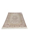 Shop_Qaaleen_Beige Silk Hand Knotted Handcrafted Carpet _Online_at_Aza_Fashions