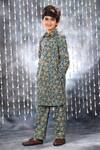 Buy_Littlecheer_Grey Cotton Embroidery Floral Jaal Print Kurta With Pant _at_Aza_Fashions