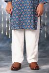 Shop_Littlecheer_Blue Cotton Embroidery Floral Blossom Print Kurta With Pant _Online_at_Aza_Fashions