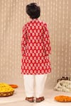 Shop_Littlecheer_Red Cotton Embroidery Flower Print Kurta With Pant _at_Aza_Fashions