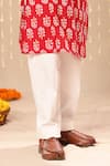Buy_Littlecheer_Red Cotton Embroidery Flower Print Kurta With Pant _Online_at_Aza_Fashions