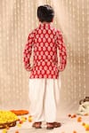 Shop_Littlecheer_Red Cotton Flower Print Short Kurta With Dhoti Salwar _at_Aza_Fashions