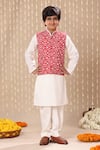 Buy_Littlecheer_Red Cotton Jaipuri Ikat Handblock Jacket _at_Aza_Fashions
