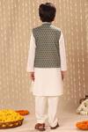 Shop_LittleCheer_Grey Cotton Print Jaipuri Floral Buti Jacket _at_Aza_Fashions
