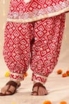 Buy_Littlecheer_Red Cotton, Chiffon Gota Patti Jaipuri Ikat Handblock Print Kurta Set _Online_at_Aza_Fashions