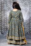 Shop_Littlecheer_Grey Cotton Gota Patti Jaipuri Lily Bloom Print Angarkha Kurta Palazzo Set _at_Aza_Fashions