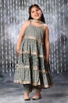 Buy_Littlecheer_Grey Cotton Gota Patti Jaipuri Blossom Garden Print Tiered Maxi Dress _Online_at_Aza_Fashions