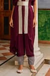 1999ad By Amita & Deepak_Wine Organza Beads, Zari, Gota Zardozi Embroidered Jacket Style Kurta Pant Set _at_Aza_Fashions