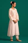 Buy Anantaa By Roohi Pink Silk, Chanderi Embroidery, Sequins Round Neck Placement Kurta With Pant Buy_Anantaa By Roohi_Pink Silk, Chanderi Embroidery, Sequins Round Neck Placement Kurta With Pant