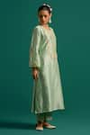 Buy_Anantaa by Roohi_Green Silk Chanderi Embroidered Floral Round Thread Placement Kurta With Pant 