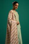 Buy_Anantaa by Roohi_Green Kurta And Pant Silk Chanderi Embroidered Floral Set With Contrast Dupatta _Online