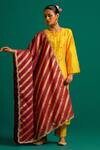 Buy_Anantaa by Roohi_Yellow Kurta And Pant Silk Chanderi Embroidered Floral Round Placed Thread Set _at_Aza_Fashions