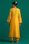 Shop_Anantaa by Roohi_Yellow Kurta And Pant Silk Chanderi Embroidered Floral Round Placed Thread Set _at_Aza_Fashions