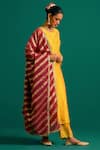 Buy_Anantaa by Roohi_Yellow Kurta And Pant Silk Chanderi Embroidered Floral Round Placed Thread Set _Online