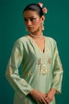 Shop_Anantaa By Roohi_Green , , Sequins, Cut Work, Kurta And Pant Set 
