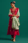 Buy_Anantaa by Roohi_Red Silk Chanderi Hand Embroidered Sequins V Neck Kurta Pant Set _at_Aza_Fashions