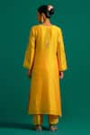 Shop_Anantaa by Roohi_Yellow Silk Chanderi Hand Embroidered Sequins V Neck Kurta And Pant Set _at_Aza_Fashions